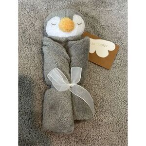 NWT Angel Dear Gray White Penguin Security Blanket Plush Lovey, B45